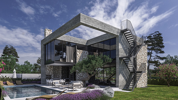 Impresivni projekt moderne kamene kuće na otoku Braču