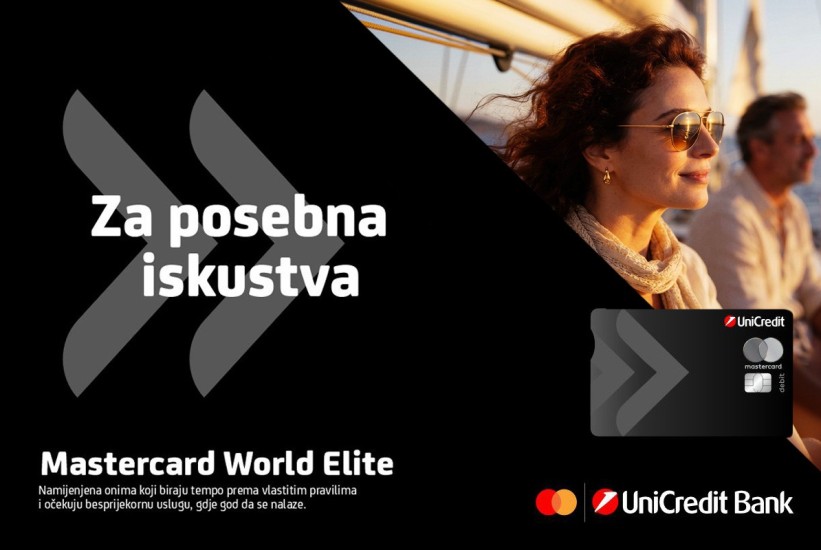 UniCredit u BiH predstavlja Mastercard World Elite karticu – karticu za posebna iskustva