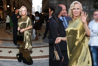 Glamur u Milanu: Pamela Anderson oduševila neobičnim krojem i raskošnom haljinom