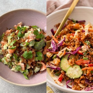 Viralna salata koja osvaja hrskavom rižom i lososom